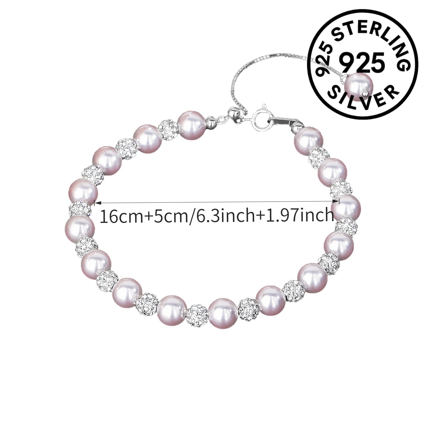 Elegant S925 Sterling Silver Bracelet with Freshwater Pearls and Crystal Beads - Chic Rose Golden