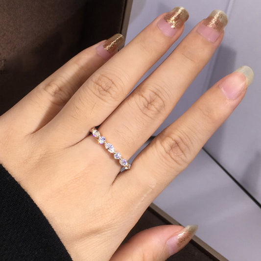 Elegant Women's Ring Golden Plated with Round Synthetic Synthetic Zirconia Classic Jewelry