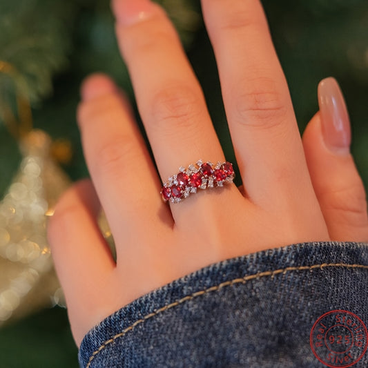 1pc 925 Silver Boho-Inspired Stackable Ring with Cubic Zirconia | Lightweight, Vintage Style