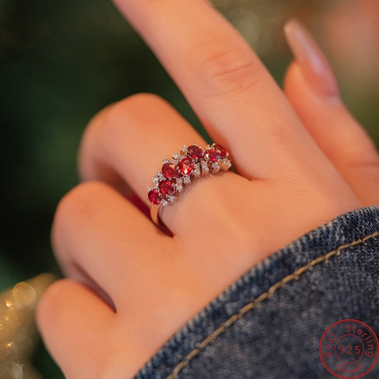 1pc 925 Silver Boho-Inspired Stackable Ring with Cubic Zirconia | Lightweight, Vintage Style