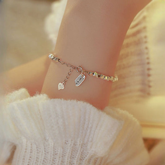 925 Sterling Silver Lucky High-end 925 Sterling Silver Geometric Lucky Bracelet - Low Allergenicity, Personalized Design - Suitable For All Kinds Of Party Occasions