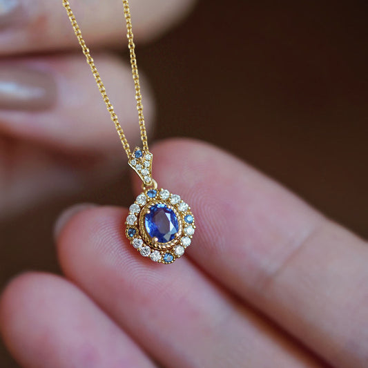 925 Silver Necklace. Luxurious Palace Style Accessories, Oval Pendant, Vintage Design Necklace. Ladies' Necklace, Complimentary Jewelry Box,