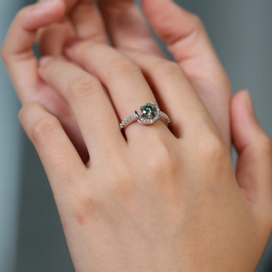 Elegant 0.5CT April Birthstone Moon & Star Design Ring, 925 Sterling Silveryy, 18K Golden Plated, with Synthetic Moissanite