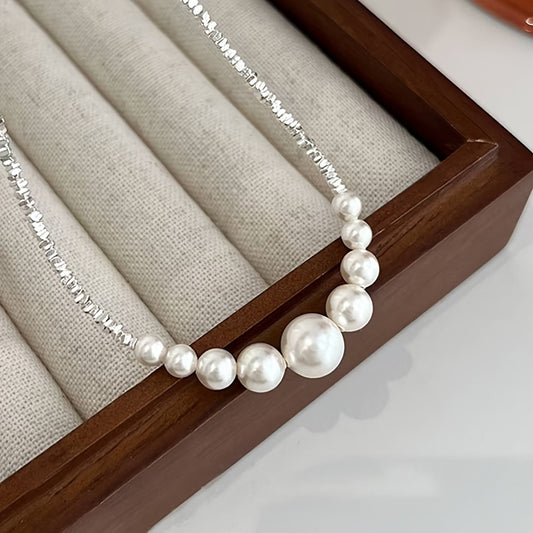 Handmade Freshwater Pearl Necklace-French Simplicity Luxury Ornament, Uniform White Freshwater Pearl