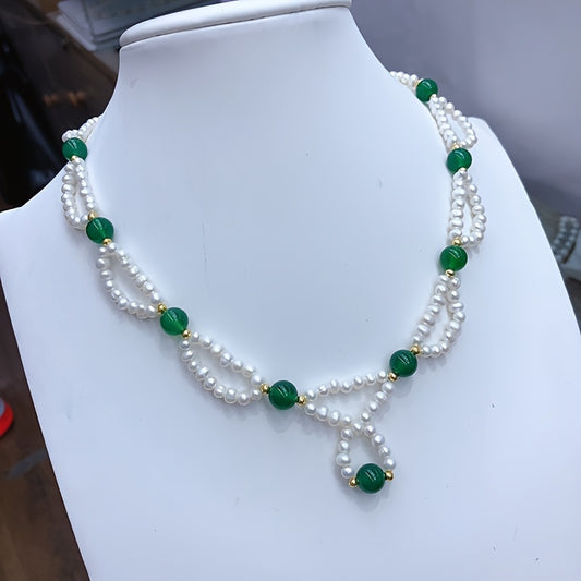 1pc Elegant Handcrafted Vintage Style Necklace, 3-4mm Mixed Color, Fashionable Chain with No Plating