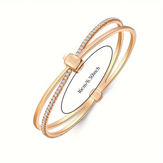Double Ring Golden Fashion Bracelet 925 Silver