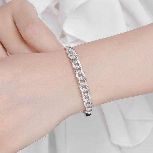925 Silvery Set Moissanite Diamond Cuban Chain Bracelet Fashionable and Elegant