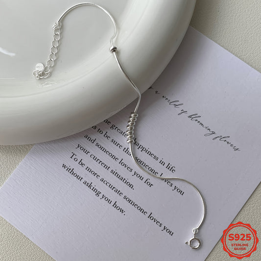 Korean Style Niche S925 Sterling Silvery Snake Bone Chain Silvery Bead Bracelet for Women, Simple and Versatile Korean-Inspired Fresh Silvery Jewelry Accessory (Net Weight: 1.98g), High-end Fine Jewelry