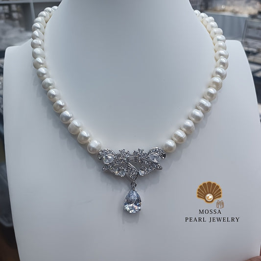 Elegant 7-8mm Oval Freshwater Pearls Necklace for Teenager - Perfect Gift for Mom, BFF, or Girlfriend, Includes Stylish Gift Box