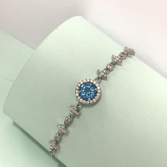 Mozambican Star Bracelet Girls Niche Fresh Jewelry S925 Sterling Silvery Round Moissanite Blue Topaz Korean Version Genuine