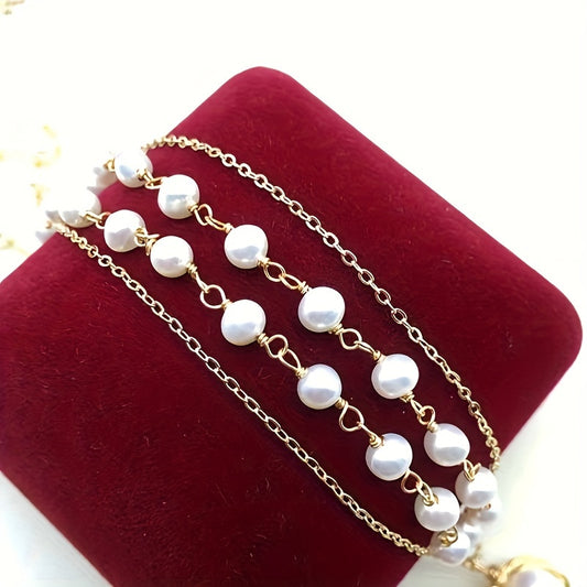 French-Inspired Double Layer Freshwater Pearl Collar Necklace, Fashion Theme