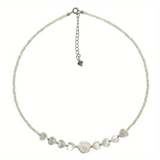 Elegant White Butterfly Shell Fritillary French Camellia Necklace - Bohemian Style, Alloy & Mother-of-pearl, Perfect for Daily Wear, Banquets, Engagements