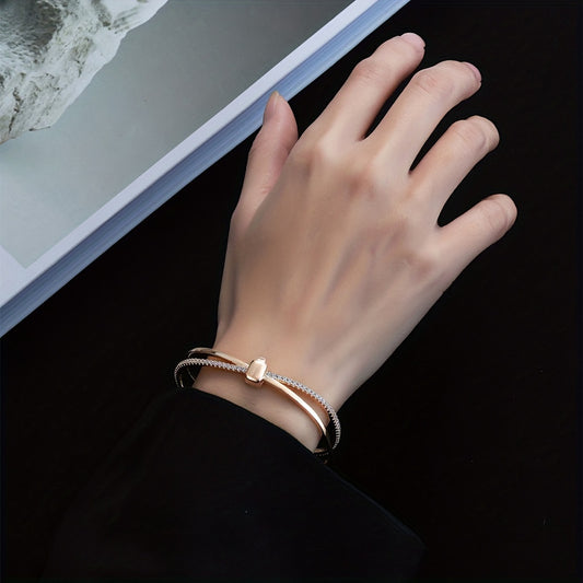 Double Ring Golden Fashion Bracelet 925 Silver