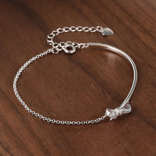 Half Bracelet Bow | Simple and Light Luxury Niche Bow Bracelet, Elegant Copper Design, Suitable for Daily and Vacation Occasions